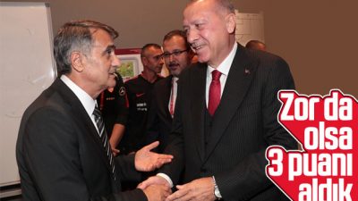 Erdoğan, Milli Takım’ı soyunma odasında kutladı